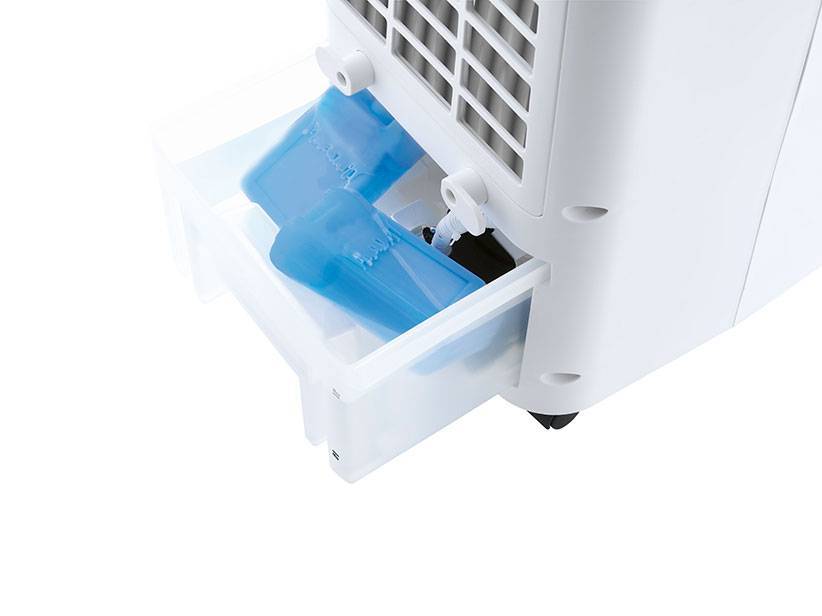 Air conditioner with ice tray.