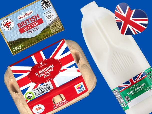 British butter, eggs, and milk.