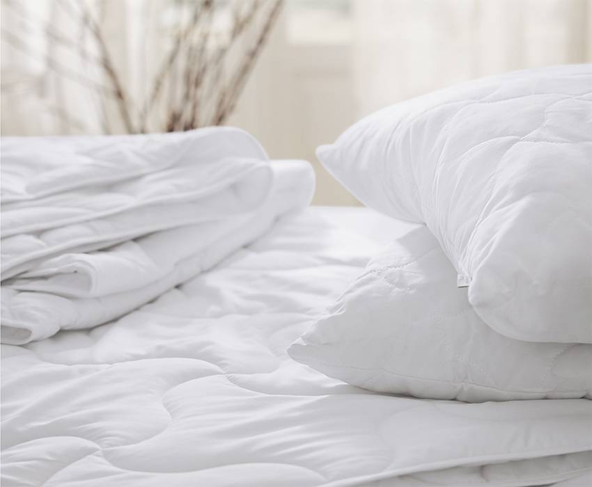 Pillows and duvet.