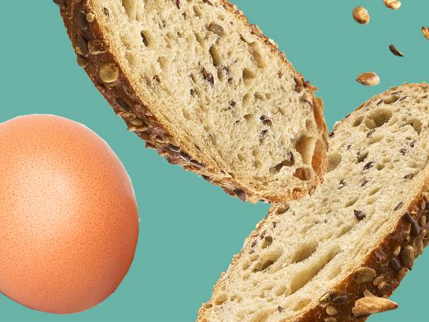 Multigrain bread and an egg.
