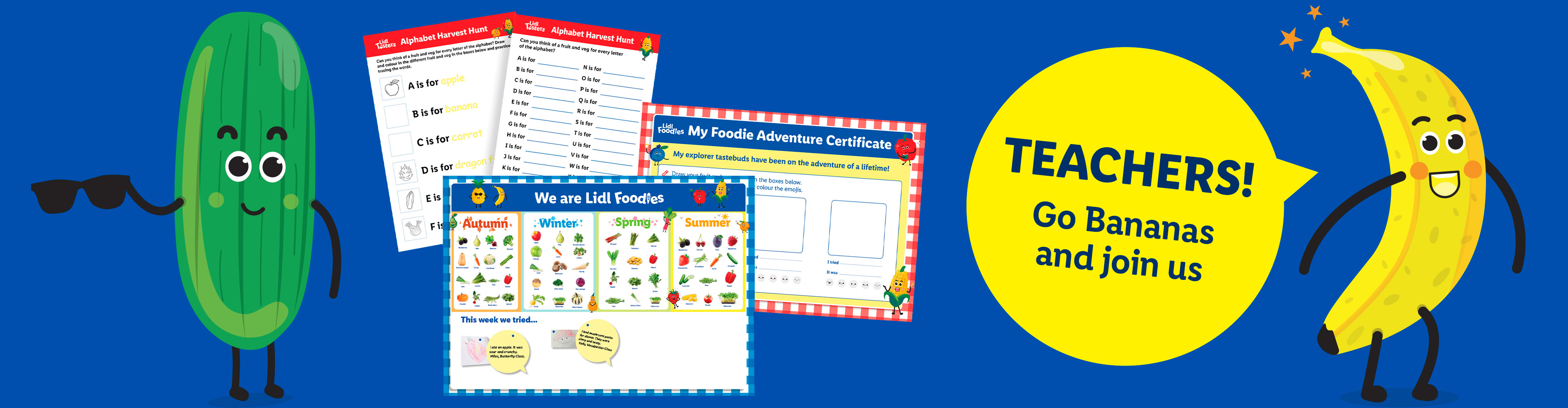Lidl Foodies worksheets: alphabet, fruit & vegetables.