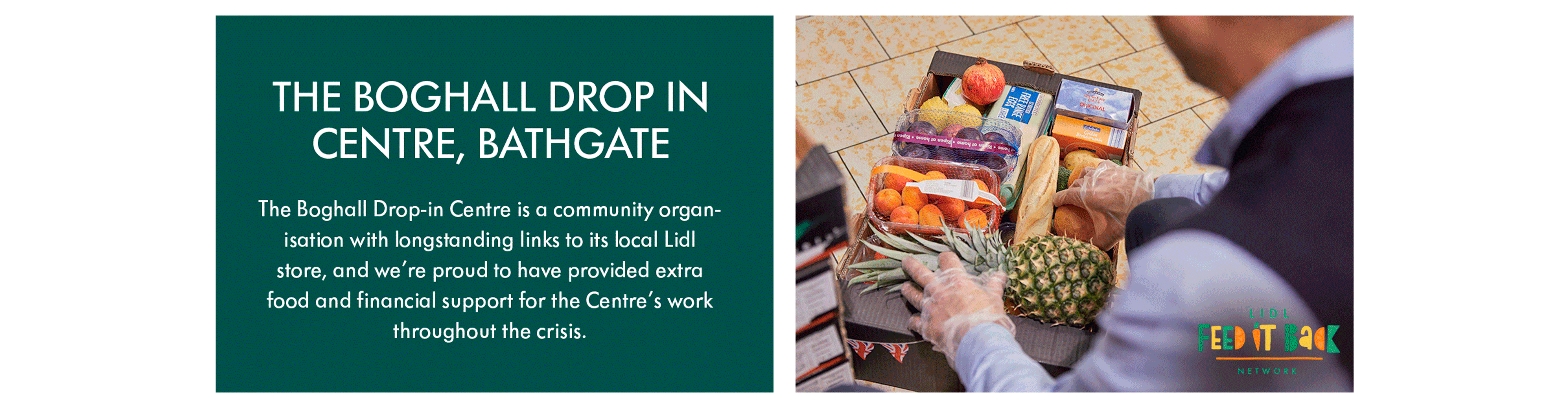 Lidl food and fruit in a box for the Boggall centre.